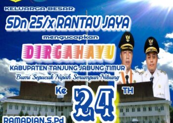 Keluarga Besar SDN 25/ X Rantau Jaya Mengucapkan Dirgahayu HUT Kab.Tanjabtim ke 24
