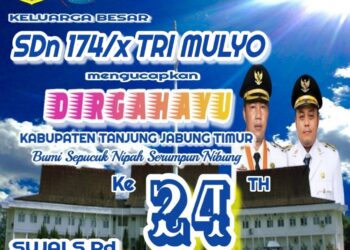 Keluarga Besar SDN 174/ X YTri mulyo Mengucapkan Dirgahayu HUT Kab. Tanjabtim Ke 24