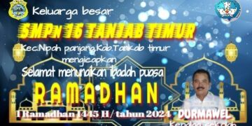 Keluarga Besar SMPN 16 Tanjab Timur Mengucapkan Selamat Menunaikan Ibadah Puasa 1445 H