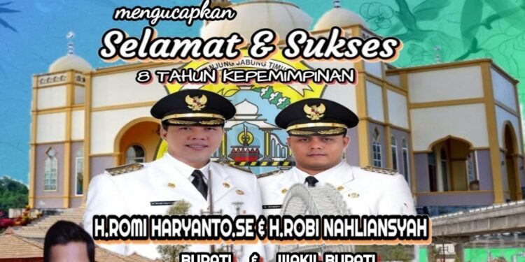 Keluarga Besar Desa Kota Kandis Dendang Mengucapķan Sukses Ke 8 Tahun Atas Kepemimpinan Bupati Dan wakil Bupati Tanjung  jabung Timur