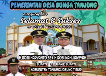 Pemerintah Desa Bunga Tanjung Mengucapkan Selamat Dan Sukses 8 Tahun Kepemimpinan Bupati Dan Wakil Bupati Tanjabtim