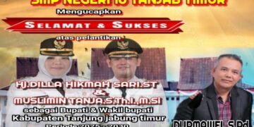 Keluarga Besar SMPN 16 Mengucapkan Selamat Atas Dilantik nya H Dillah Hich ST – Muslimin Tanja M.SI Oleh Presiden Prabowo Subianto