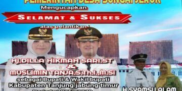 Keluarga Besar Pemerintah Desa Sungai Jeruk  Mengucapkan Selamat Atas Pelantikan Bupati Dan Wakil Bupati Tanjung Jabung Timur Oleh Presiden RI Bapak H. Prabowo Subianto