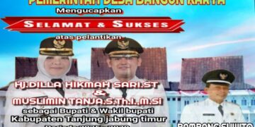 Keluarga Besar  Pemerintah Desa Bangun Karya Mengucapkan Selamat Atas Pelantikan Bupati Dan Wakil Bupati Tanjung Jabung Timur Oleh Presiden RI Bapak H. Prabowo Subianto