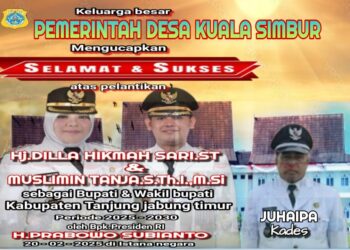 Keluarga Besar Desa Kuala Simbur Mengucapkan Selamat Atas Dilantik nya Bupati Dan Wakil Bupati Tanjung Jabung Timur Dilla Hikmah Sari Dan Muslimin Tanja Oleh Presiden RI Bapak H Prabowo Subianto