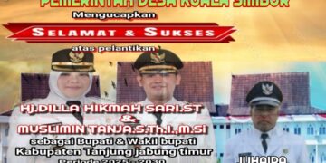 Keluarga Besar Desa Kuala Simbur Mengucapkan Selamat Atas Dilantik nya Bupati Dan Wakil Bupati Tanjung Jabung Timur Dilla Hikmah Sari Dan Muslimin Tanja Oleh Presiden RI Bapak H Prabowo Subianto