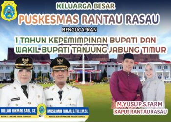 Keluarga Besar Puskesmas Rantau Rasau Mengucapkan 1 Tahun Kepemimpinan Bupati Dan Wakil Bupati Tanjung Jabung Timur