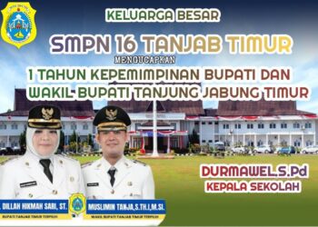 Keluatga Besar SMPN 16 Tanjab Timur Mengucapkan 1 Tahun Kepemimpinan Bupati Dan Wakil Bupati Tanjung Jabung Timur