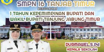 Keluatga Besar SMPN 16 Tanjab Timur Mengucapkan 1 Tahun Kepemimpinan Bupati Dan Wakil Bupati Tanjung Jabung Timur