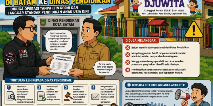 LBH No Viral No Justice Laporkan Playgroup Djuwita di Batam ke Dinas Pendidikan, Diduga Operasi Tanpa Izin Resmi dan Langgar Standar Pendidikan Anak Usia Dini
