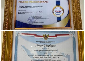 Dukcapil Kota Jambi Borong Penghargaan Nasional, Raih Dukcapil Prima Award dan Predikat Pelayanan Prima