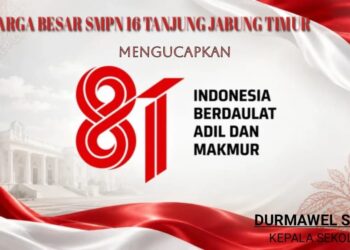 Keluarga Besar SMPN 16 Tanjabtimur Mengucapkan Dirgahayu HUT RI Ke 81