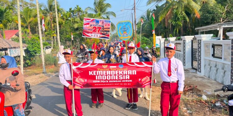 Perdana Tampil Di HUT Kemerdekaan RI SDN 70/ X Sungai Jeruk Meraih Juara 2 Pawai Pembangunan